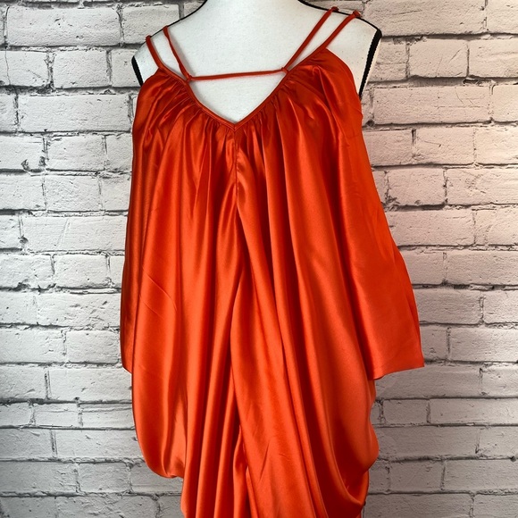 The Drop Orange Side Cowl Dress Boho Caftan Kaftan Style Dress Size Medium NEW - Picture 12 of 16